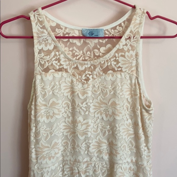 White and Peach Lace Dress - Picture 2 of 4
